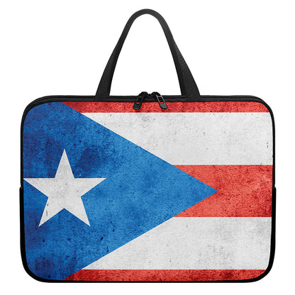 Grunge Puerto Rican Flag Print Laptop Sleeve With Handle