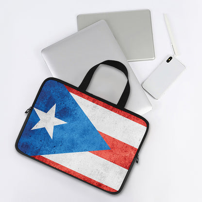 Grunge Puerto Rican Flag Print Laptop Sleeve With Handle