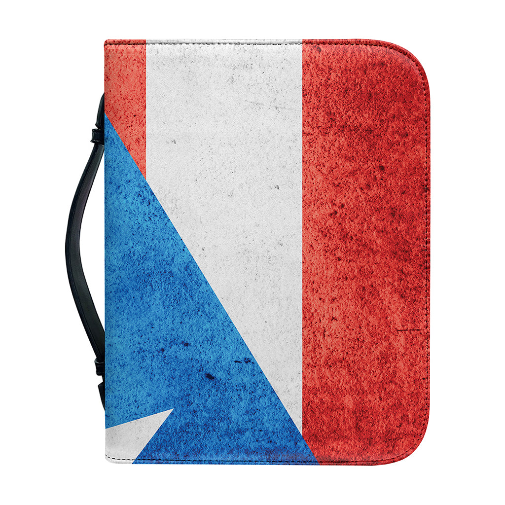 Grunge Puerto Rican Flag Print Leather Bible Cover
