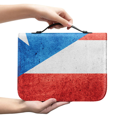 Grunge Puerto Rican Flag Print Leather Bible Cover