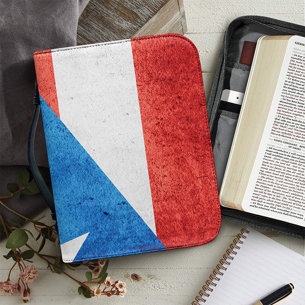Grunge Puerto Rican Flag Print Leather Bible Cover