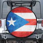 Grunge Puerto Rican Flag Print Leather Spare Tire Cover