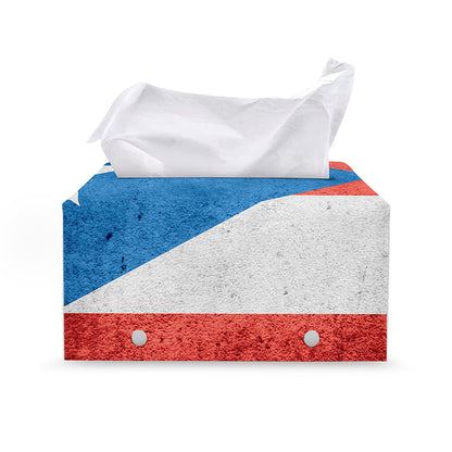 Grunge Puerto Rican Flag Print Leather Tissue Box Cover