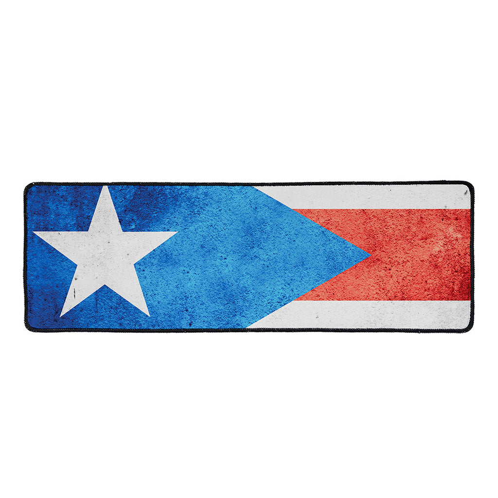 Grunge Puerto Rican Flag Print Long Kitchen Mat