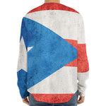 Grunge Puerto Rican Flag Print Long Sleeve Baseball Jersey