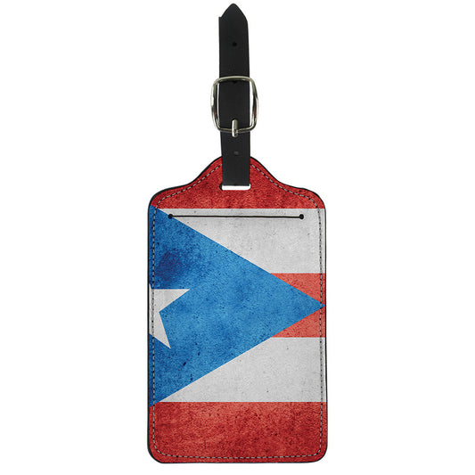 Grunge Puerto Rican Flag Print Luggage Tag