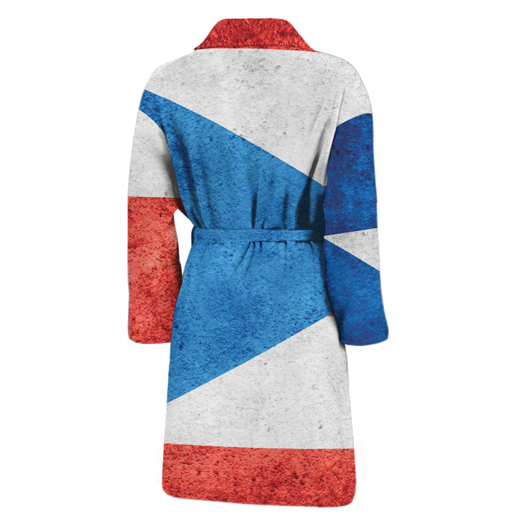 Grunge Puerto Rican Flag Print Men's Bathrobe
