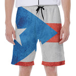 Grunge Puerto Rican Flag Print Men's Beach Shorts