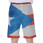 Grunge Puerto Rican Flag Print Men's Beach Shorts