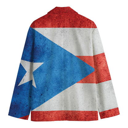 Grunge Puerto Rican Flag Print Men's Blazer