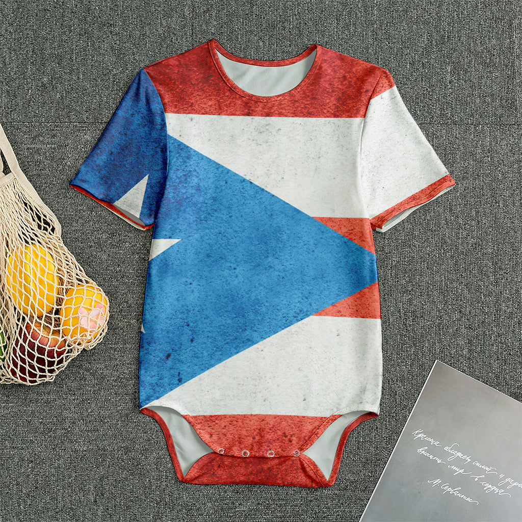 Grunge Puerto Rican Flag Print Men's Bodysuit