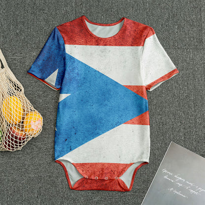 Grunge Puerto Rican Flag Print Men's Bodysuit