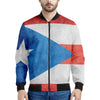 Grunge Puerto Rican Flag Print Men's Bomber Jacket