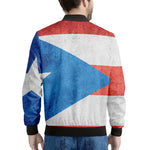 Grunge Puerto Rican Flag Print Men's Bomber Jacket