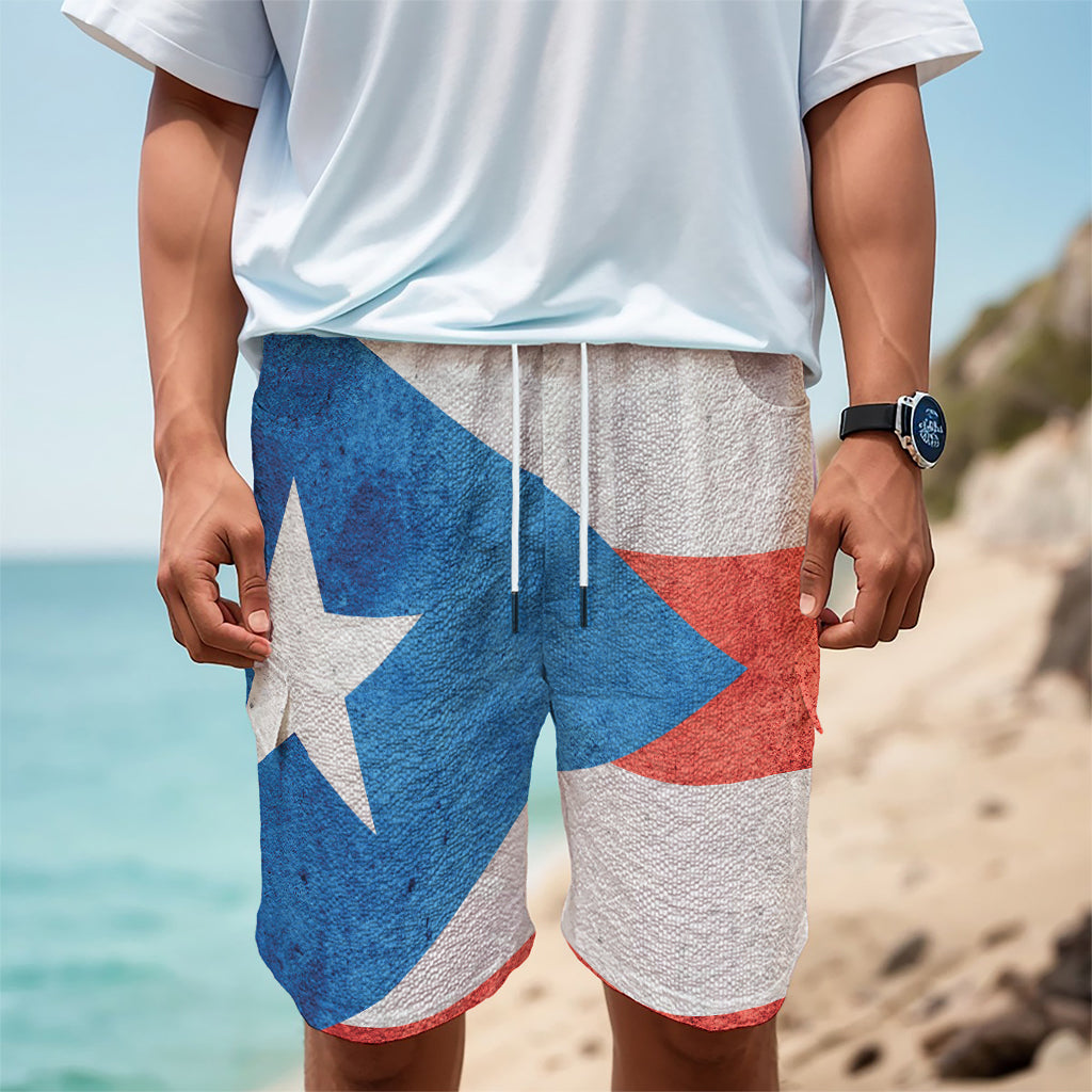 Grunge Puerto Rican Flag Print Men's Cargo Shorts