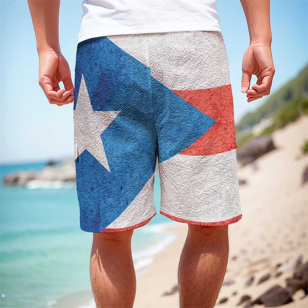 Grunge Puerto Rican Flag Print Men's Cargo Shorts