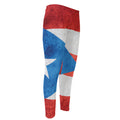 Grunge Puerto Rican Flag Print Men's Compression Pants