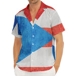 Grunge Puerto Rican Flag Print Men's Deep V-Neck Shirt