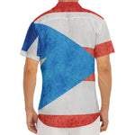 Grunge Puerto Rican Flag Print Men's Deep V-Neck Shirt