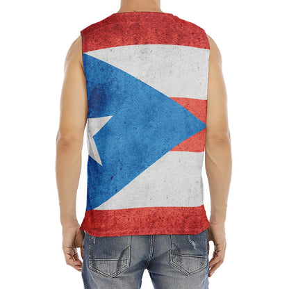 Grunge Puerto Rican Flag Print Men's Fitness Tank Top