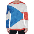 Grunge Puerto Rican Flag Print Men's Long Sleeve T-Shirt
