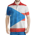 Grunge Puerto Rican Flag Print Men's Polo Shirt