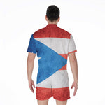 Grunge Puerto Rican Flag Print Men's Rompers