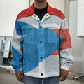 Grunge Puerto Rican Flag Print Men's Shirt Jacket