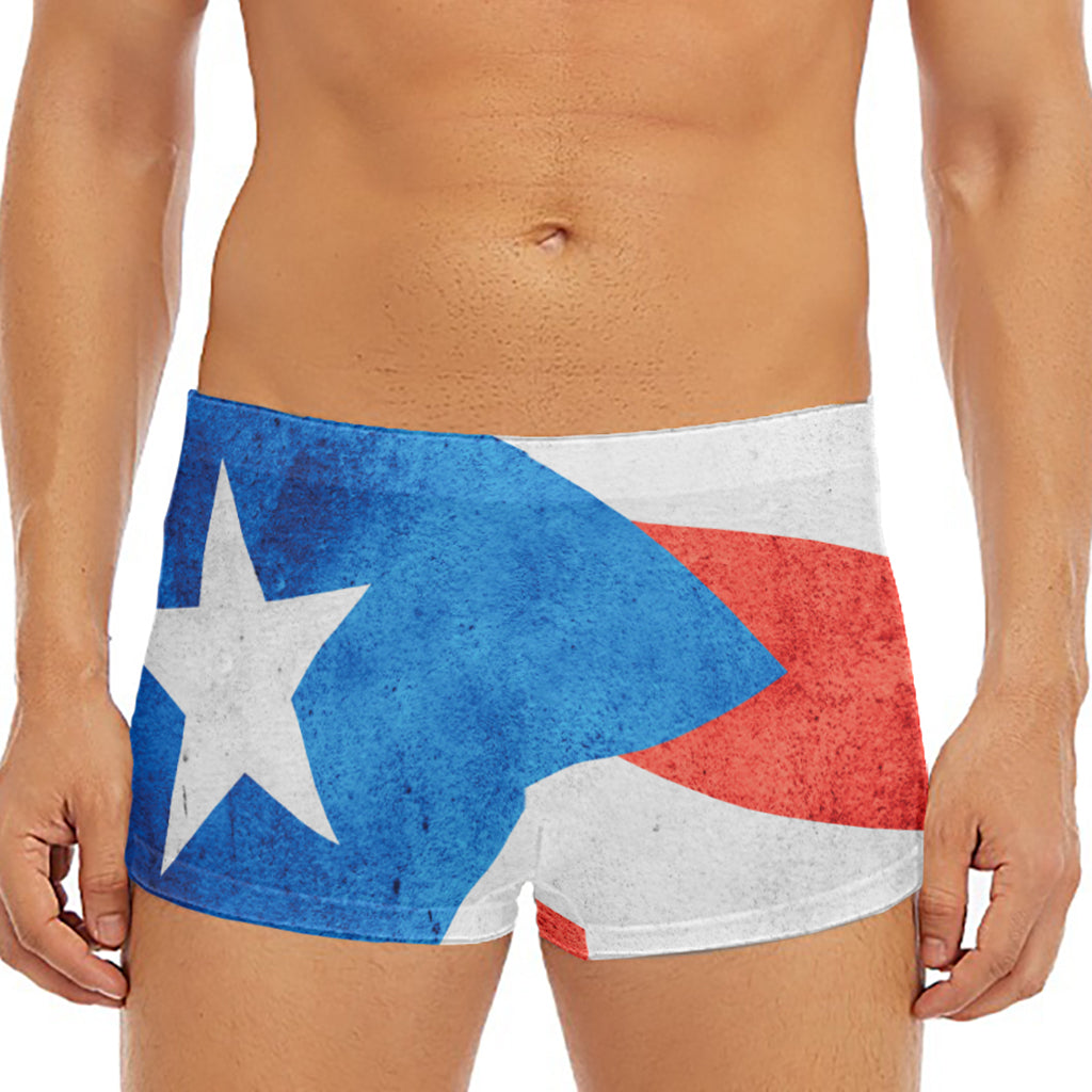 Grunge Puerto Rican Flag Print Men's Short Boxer Briefs