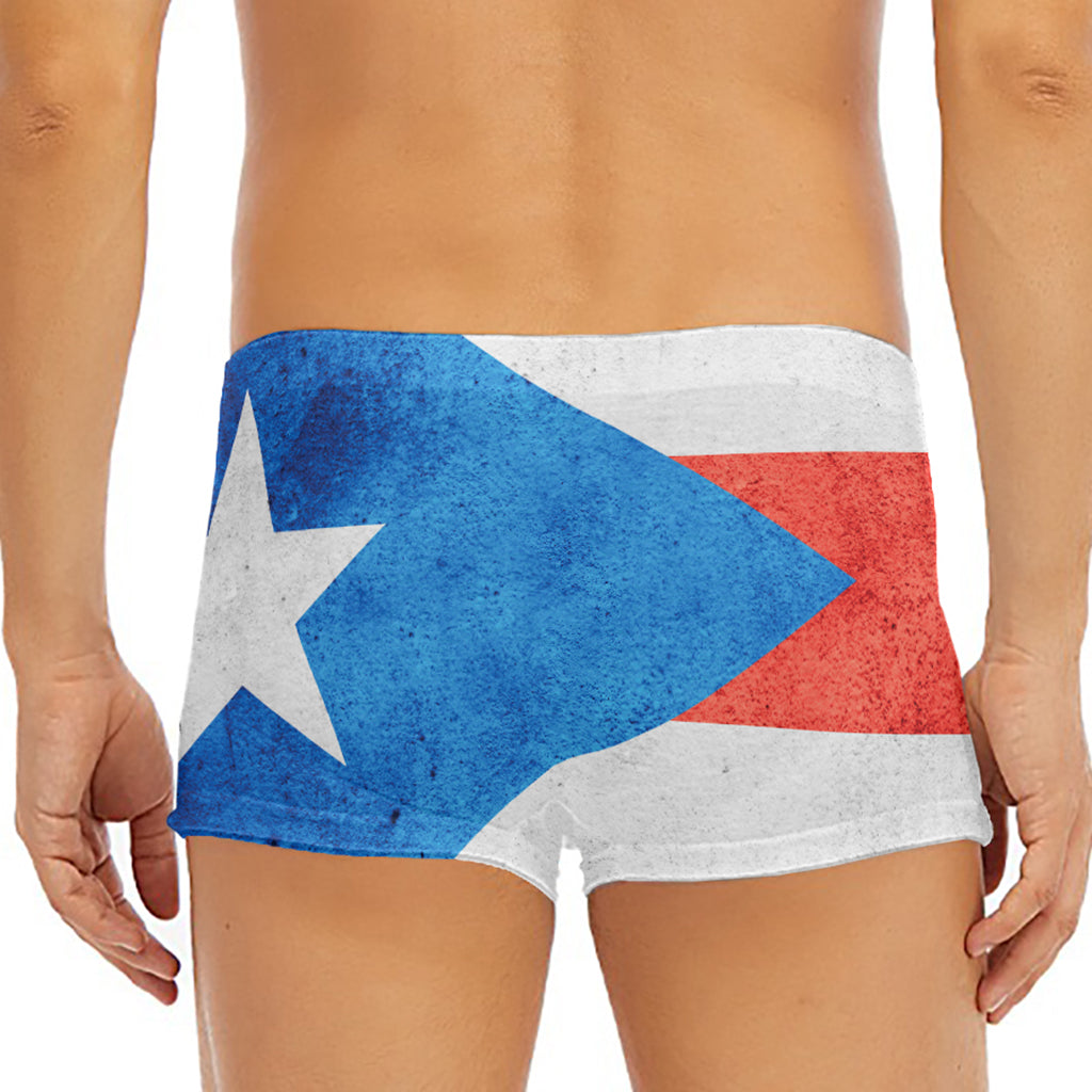 Grunge Puerto Rican Flag Print Men's Short Boxer Briefs