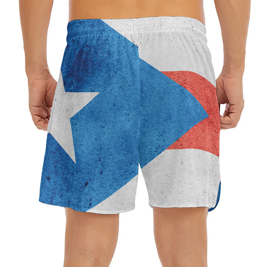 Grunge Puerto Rican Flag Print Men's Split Running Shorts