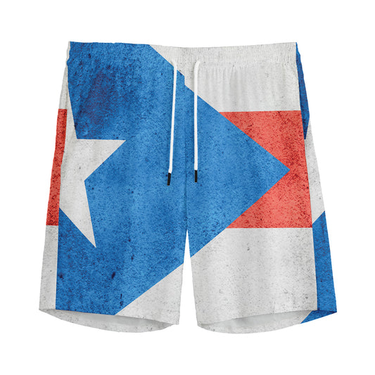 Grunge Puerto Rican Flag Print Men's Sports Shorts