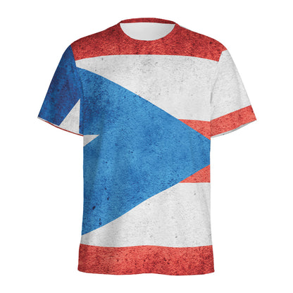 Grunge Puerto Rican Flag Print Men's Sports T-Shirt