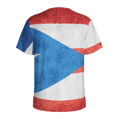 Grunge Puerto Rican Flag Print Men's Sports T-Shirt