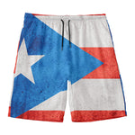Grunge Puerto Rican Flag Print Men's Swim Trunks