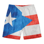 Grunge Puerto Rican Flag Print Men's Swim Trunks