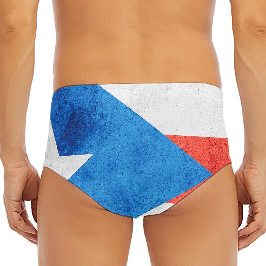 Grunge Puerto Rican Flag Print Men's Triangle Swim Briefs