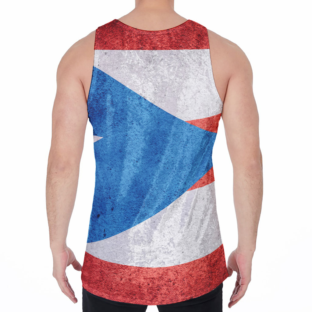 Grunge Puerto Rican Flag Print Men's Velvet Tank Top