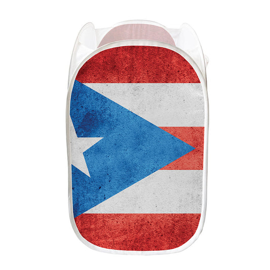 Grunge Puerto Rican Flag Print Mesh Laundry Hamper