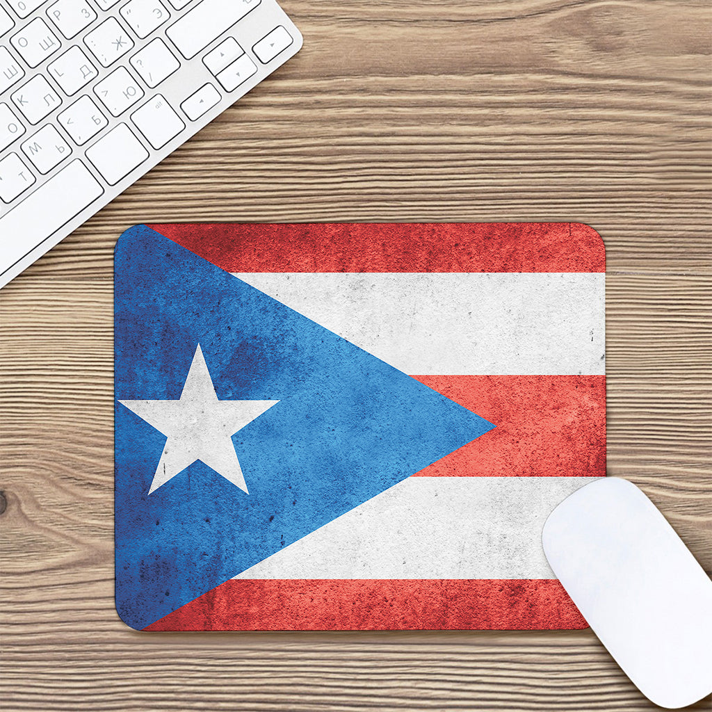 Grunge Puerto Rican Flag Print Mouse Pad