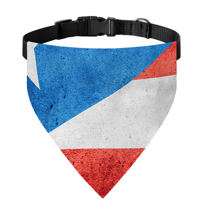 Grunge Puerto Rican Flag Print Over The Collar Dog Bandana