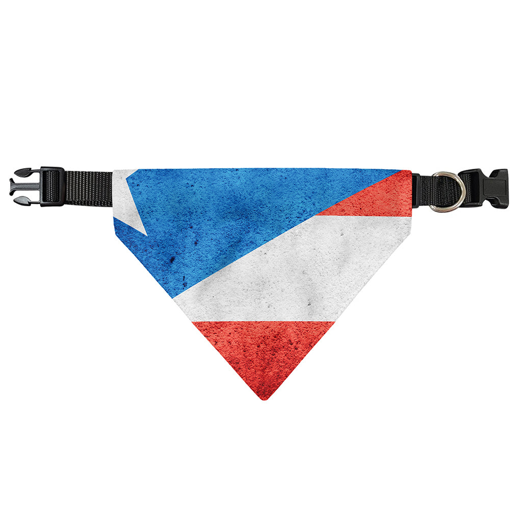 Grunge Puerto Rican Flag Print Over The Collar Dog Bandana