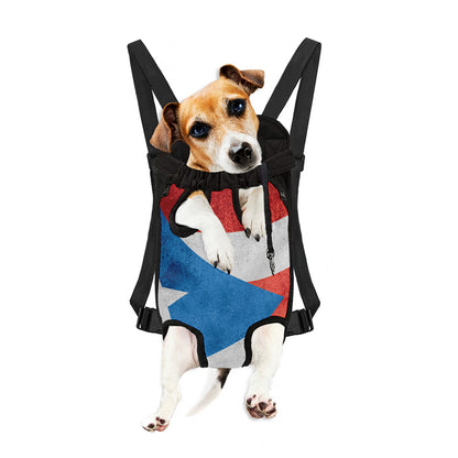 Grunge Puerto Rican Flag Print Pet Carrier Backpack