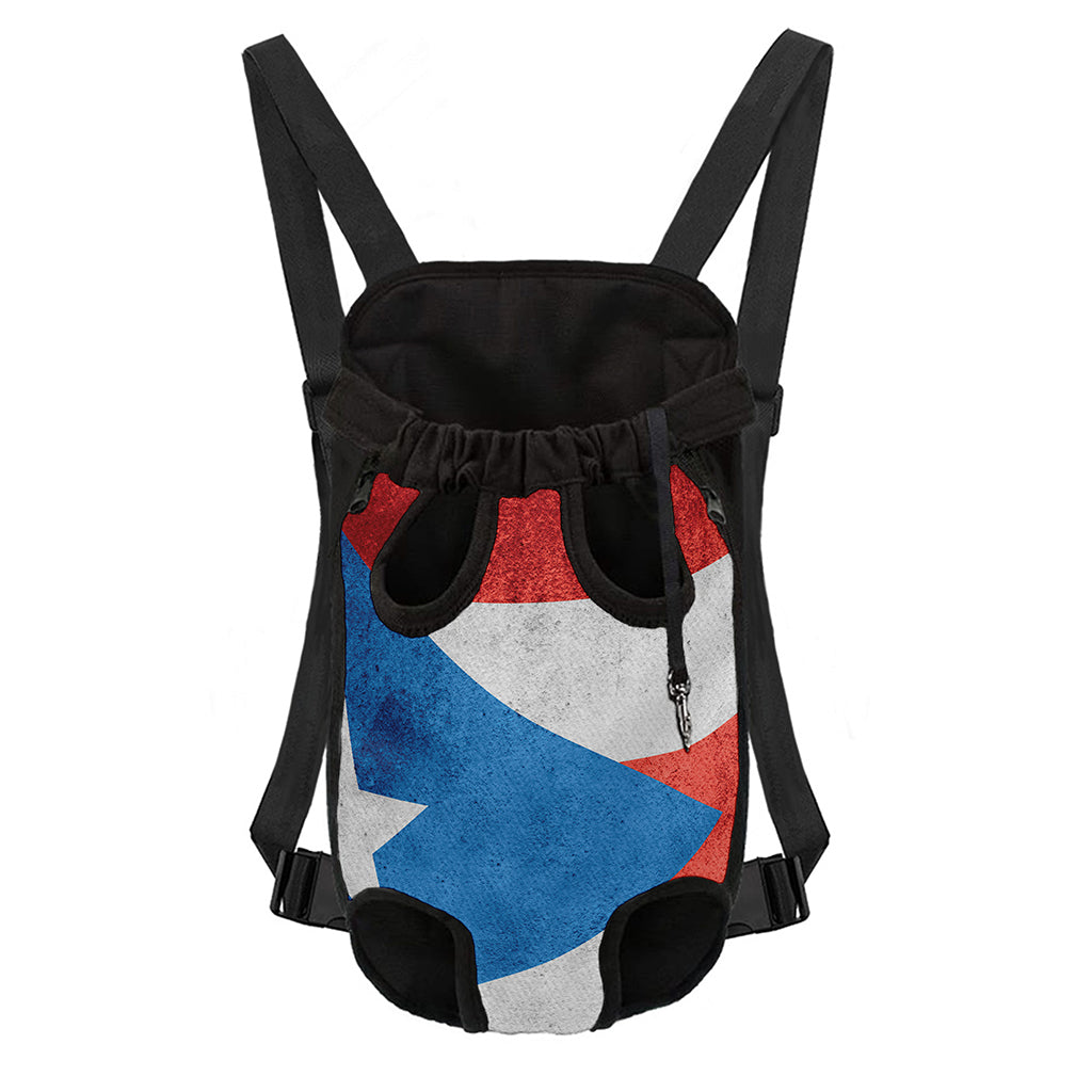 Grunge Puerto Rican Flag Print Pet Carrier Backpack