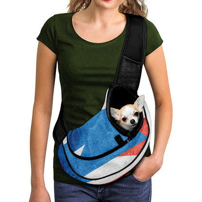 Grunge Puerto Rican Flag Print Pet Sling Carrier