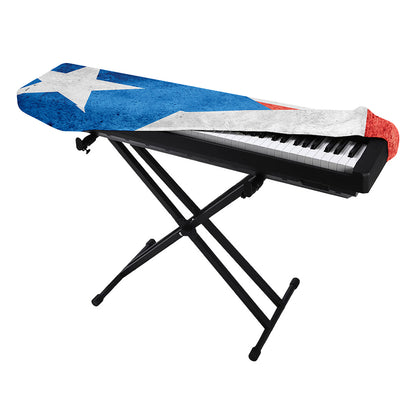 Grunge Puerto Rican Flag Print Piano Keyboard Cover
