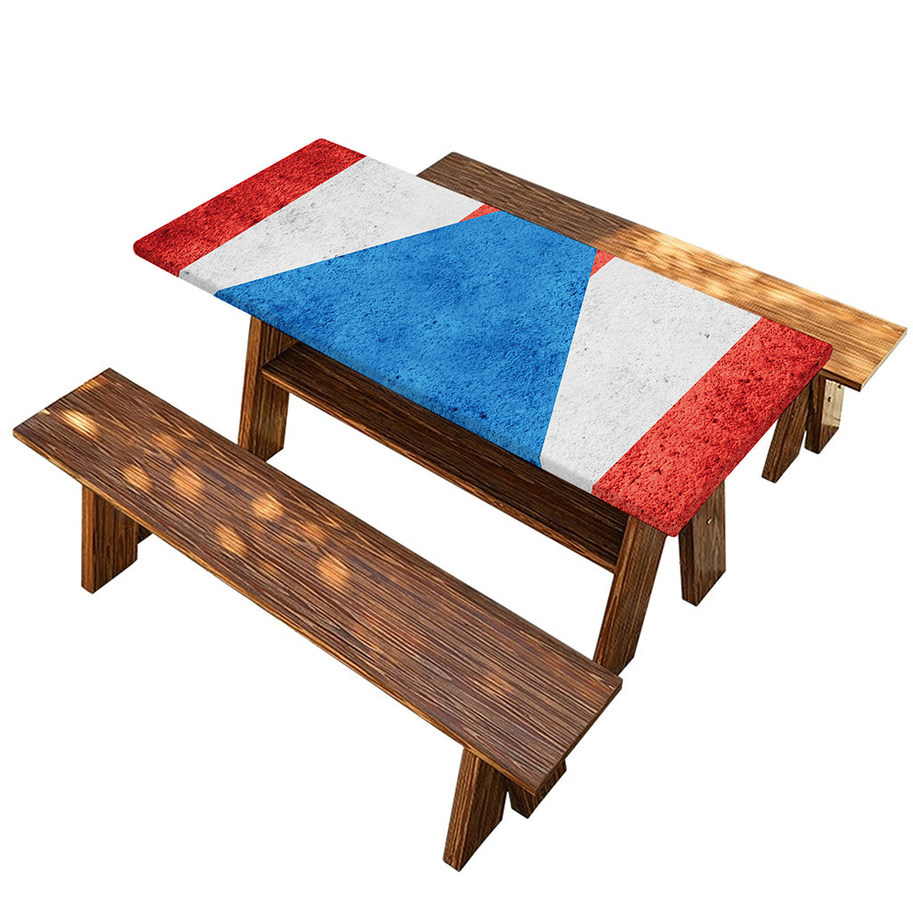 Grunge Puerto Rican Flag Print Picnic Table Cover