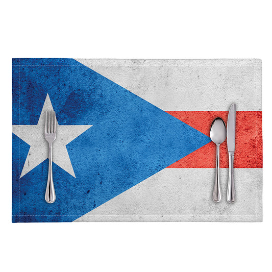 Grunge Puerto Rican Flag Print Placemat