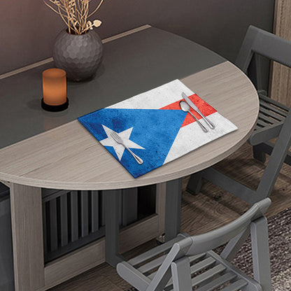 Grunge Puerto Rican Flag Print Placemat