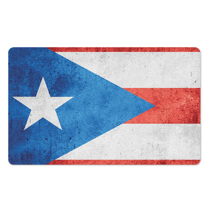Grunge Puerto Rican Flag Print Polyester Doormat